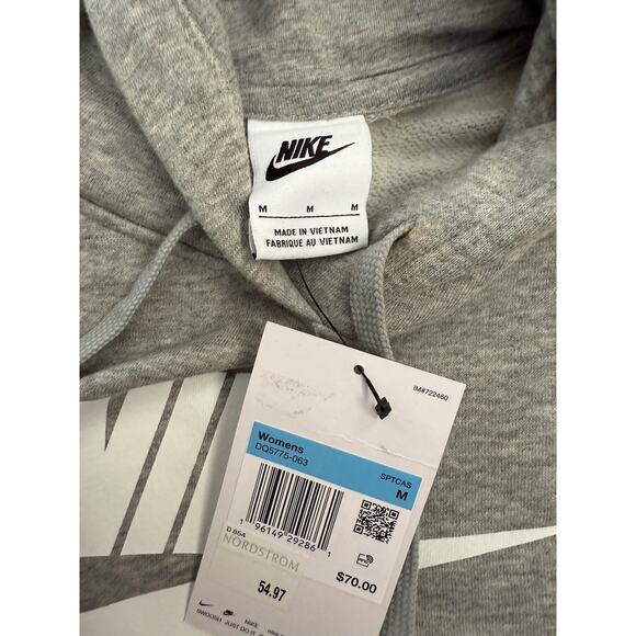 Nike Hoodie Women's Medium Gray Pullover Swoosh Logo Sweatshirt NWT - Picture 4 of 7